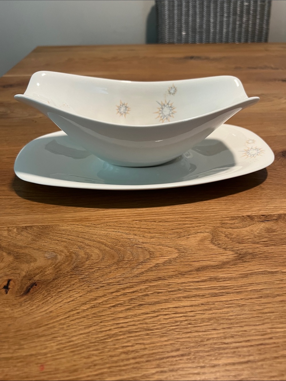Vintage Impromptu Iroquois Ben Seibel Gravy Boat Underplate Atomic MCM